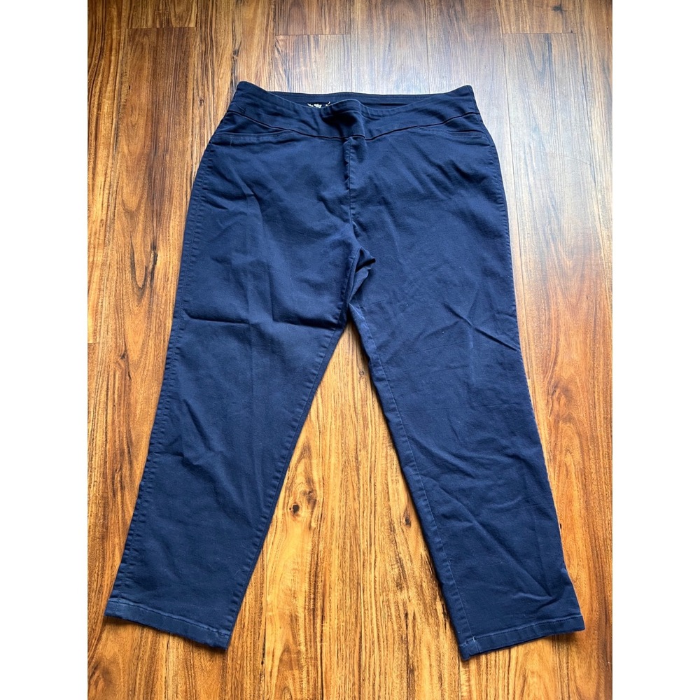 Croft & Barrow Effortless Pant Women 18S Navy Blue Stretch Straight Leg